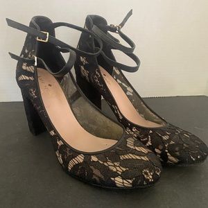 Kate Spade Black lace maryjane heels shoes 9